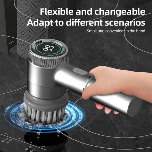 Cordless Electric Cleaning Brush Set Portable Electric Spin Scrubber Water Resistant 3 Speeds Digital Display Handheld Scrubber